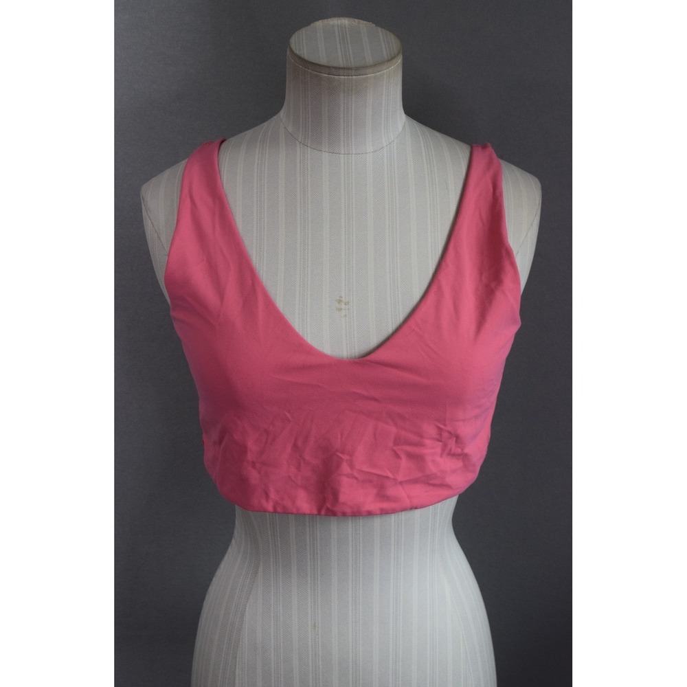 Lululemon Bend and Scoop V-Neck Bra L/XL Pink Nulu Light Support Women Yoga